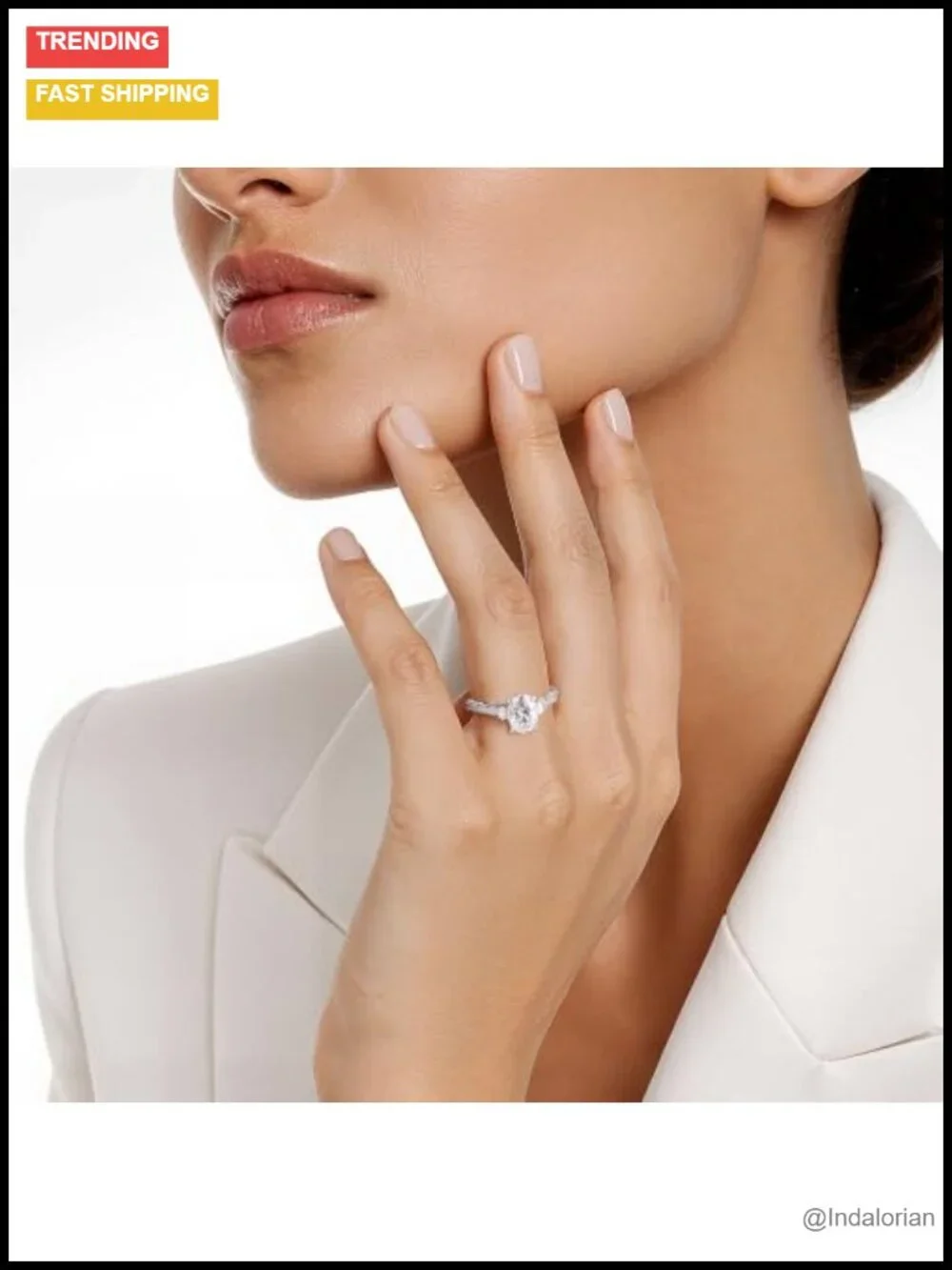 IGI Certified 2CT Oval Moissanite 3 Stone Engagement Ring 925 Sterling Silver